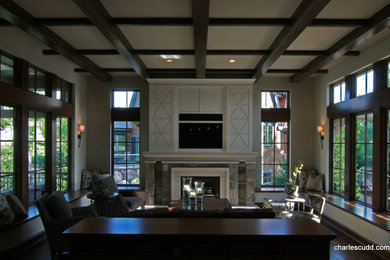 Example of a transitional family room design in Minneapolis