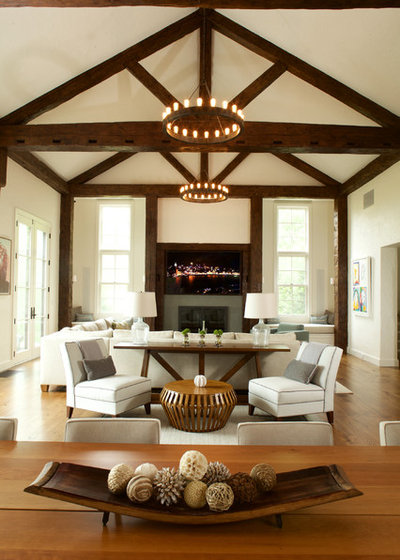 Country Family Room by JWH Design and Cabinetry LLC