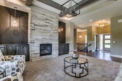 Family room - transitional open concept family room idea in Omaha with no tv