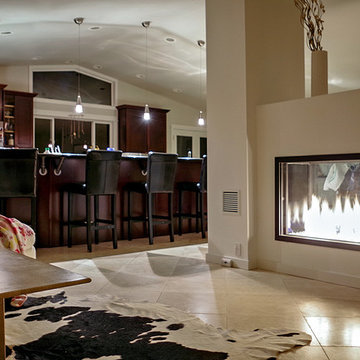 Acucraft Custom Gas Peninsula 3 Sided Fireplace - Private Residence, WA