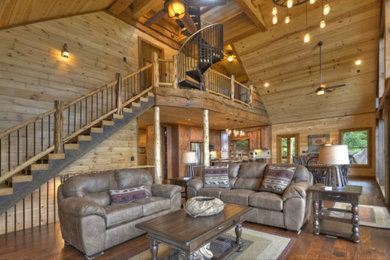 Example of a mountain style family room design