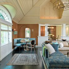 Transitional Family Room by Meyer & Meyer, Inc. Architecture and Interiors