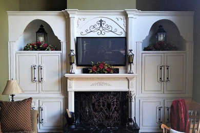 After:  Large wall unit and fireplace
