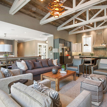 Alamo, CA. Farmhouse. Full Service Design Firm. Open concept living room and kit