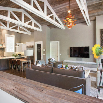 Alamo, CA. Farmhouse. Full Service Design Firm. Open concept living room and kit
