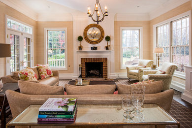 Example of a transitional family room design in Philadelphia