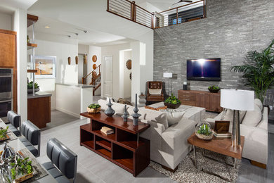 Inspiration for a modern family room remodel in San Diego