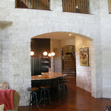 Athens Natural Stone Veneer Interior Open Living Room