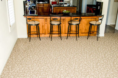 Tuscan carpeted family room photo in San Francisco