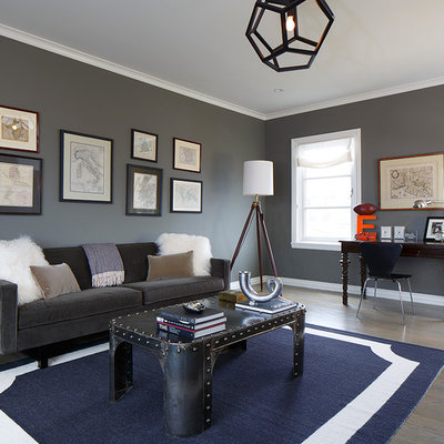 Family room - contemporary family room idea in San Francisco with gray walls