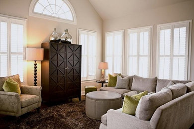 Example of a trendy family room design in Charlotte