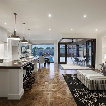 Balwyn North, Open plan Kitchen/Dining/Family with view to the pool