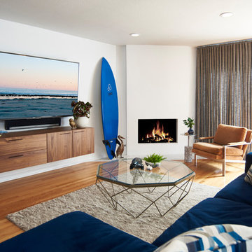 Beach-y Bachelor Living Room + Bar