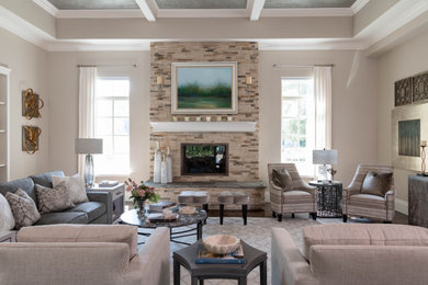 Living room - large transitional living room idea in Dallas