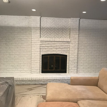 Before and after brick fireplace wash