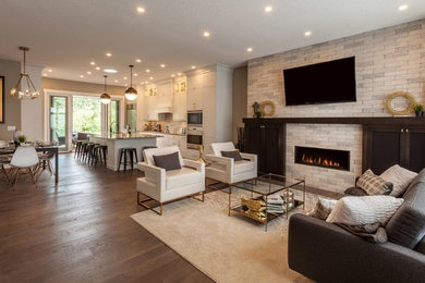 Inspiration for a modern family room remodel in Calgary