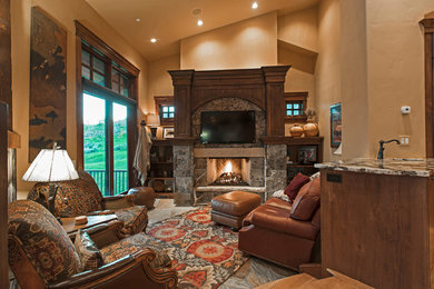 Mountain style family room photo in Salt Lake City