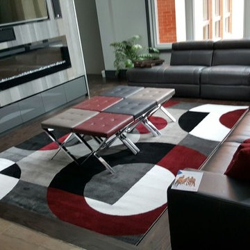 Black, Grey and Red Family Room