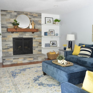 Blue and yellow living room