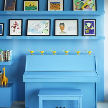 Bohemian Apartment Blue Wall with Piano