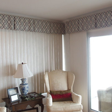 Box Pleat Valances on large windows by the water