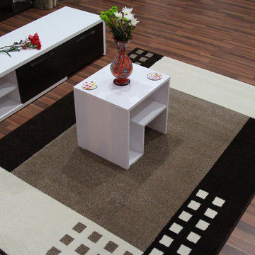 Brown Rug with Geometric Pattern