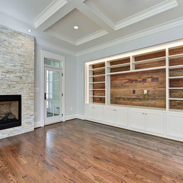 Built-in Entertainment Center with Bookshelves and Reclaimed Wood