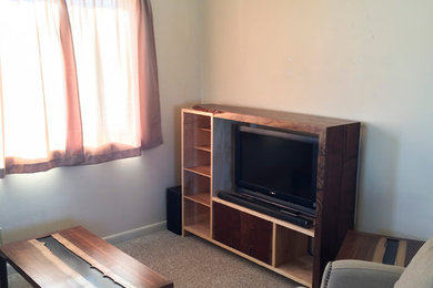 California Walnut Side tables, Coffee Table and Media Stand
