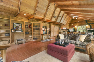 Example of an arts and crafts family room design in Seattle