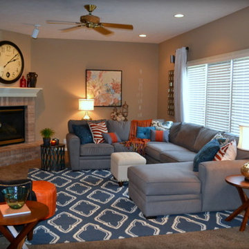 Orange Gray Blue Living Room - Photos & Ideas | Houzz