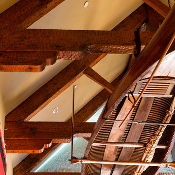 Ceiling Detail with Wood Beams & Antique Canoes