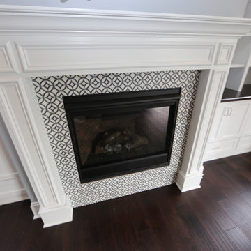 Cement tile fireplace