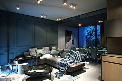 Inspiration for a contemporary family room remodel in Other