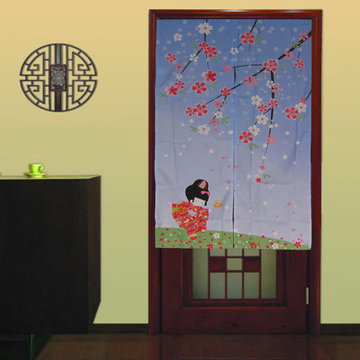 Cherry Blossom Season Japanese Hanging Curtain