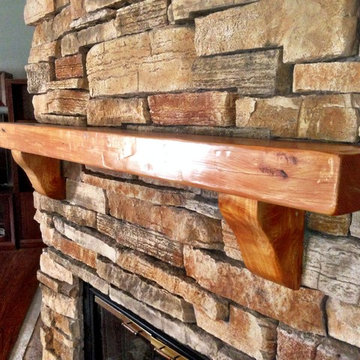 Chunky European Cedar Wood Fireplace Mantel
