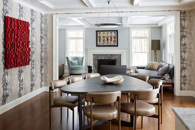 Inspiration for a transitional family room remodel in Boston