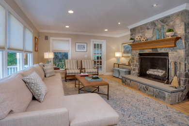 Beach style family room photo in New York