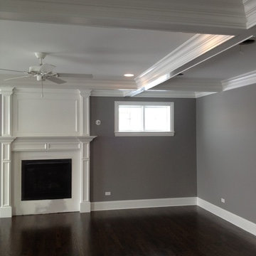 coffer ceiling & fireplace surround