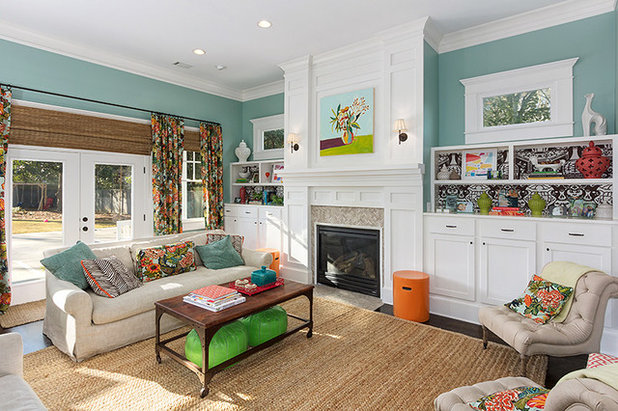 Transitional Family Room by Colordrunk Designs