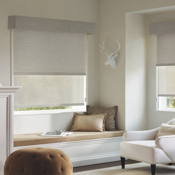 Contemporary Dual Roller Shades with Square Corner Valance