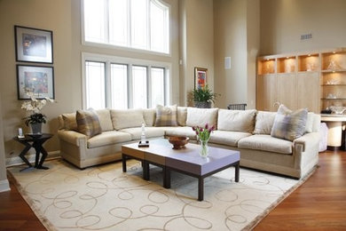 Inspiration for a large contemporary open concept family room remodel in New York