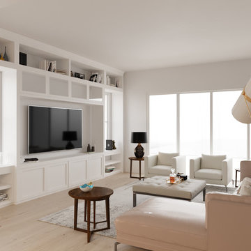 Contemporary Living Room + Entertainment Center