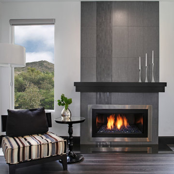 Contemporary Smoke & Steel Fireplace - San Clemente