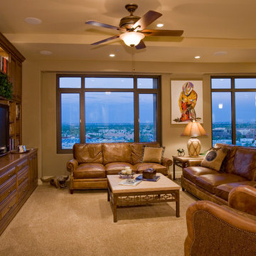 Contemporary Western Interior Family/Media Room Penthouse Condominium Scottsdale