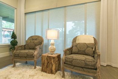 Inspiration for a family room remodel in Dallas with gray walls