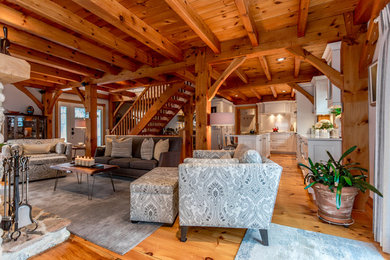 Example of a mountain style family room design in Toronto