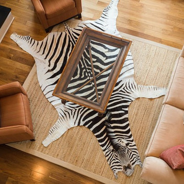 Craftsman Style Interior Design with Zebra Skin Rug