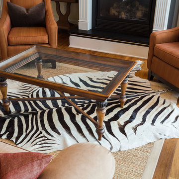 Craftsman Style Interior Design with Zebra Skin Rug