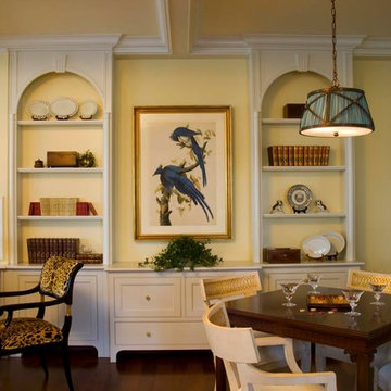 Custom Built-in Arched Bookcases with Lateral Drawers