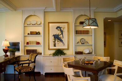 Custom Built-in Arched Bookcases with Lateral Drawers